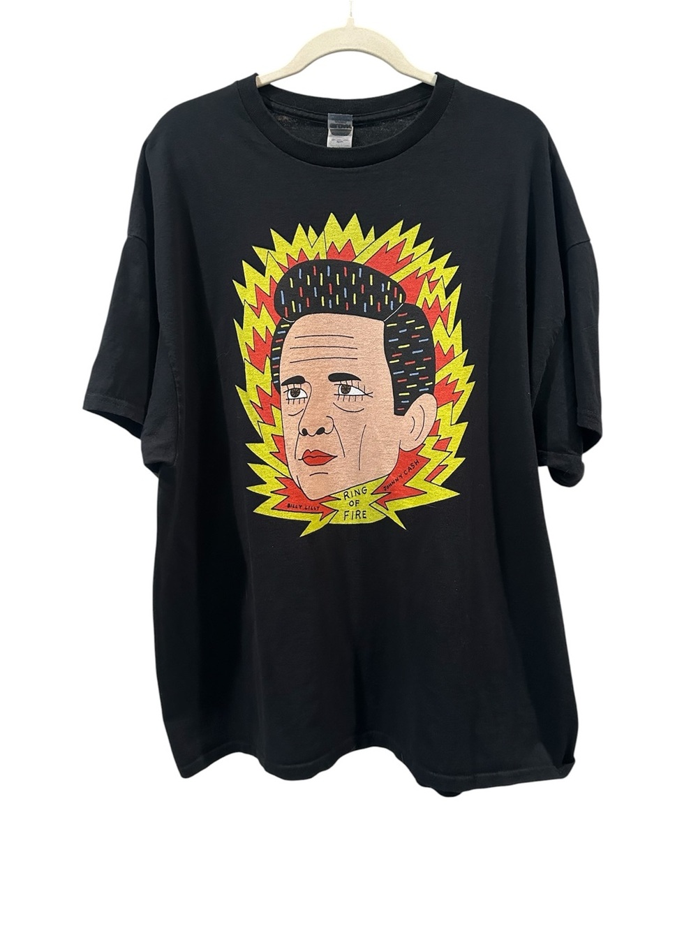 Johnny Cash Ring of Fire Folk Art T-Shirt 2X